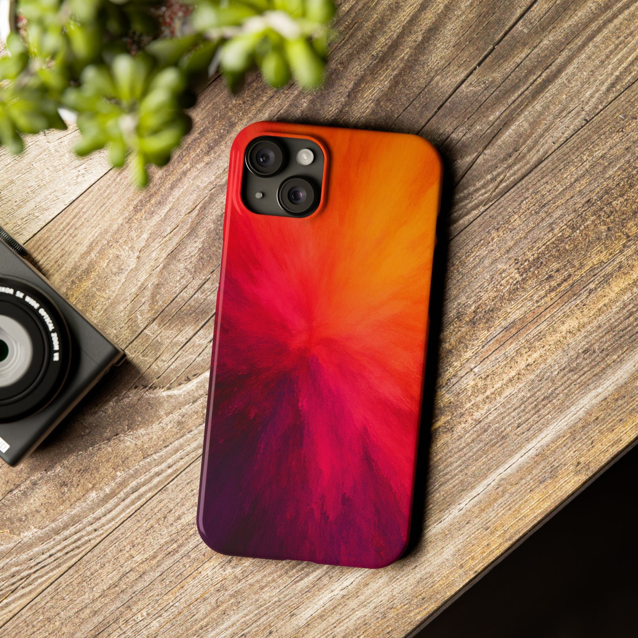 Slim Phone Case — Vibrant Sunset Abstract Red Orange Swirl