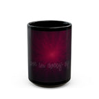 Black Ceramic Mug — Deep Maroon Starburst Design (11oz & 15oz)