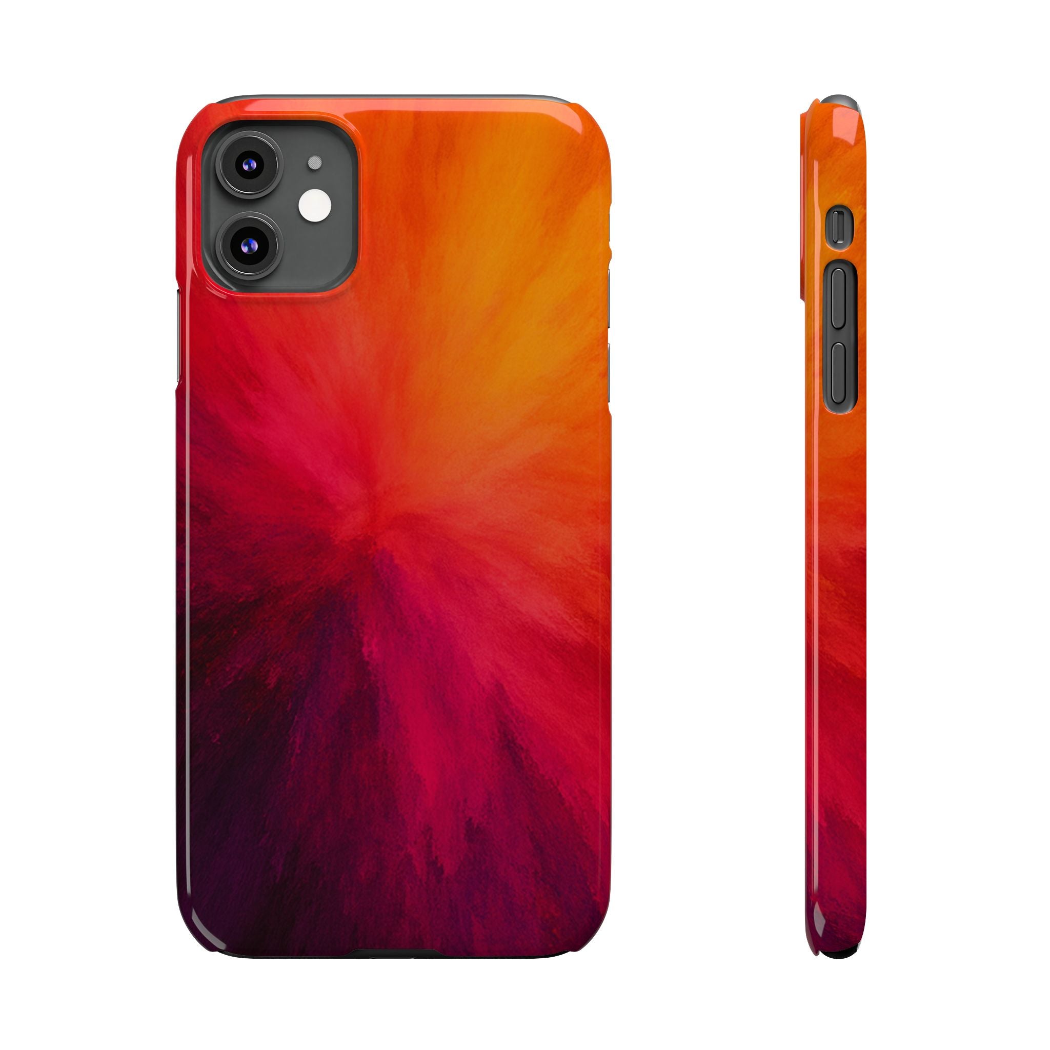 Slim Phone Case — Vibrant Sunset Abstract Red Orange Swirl