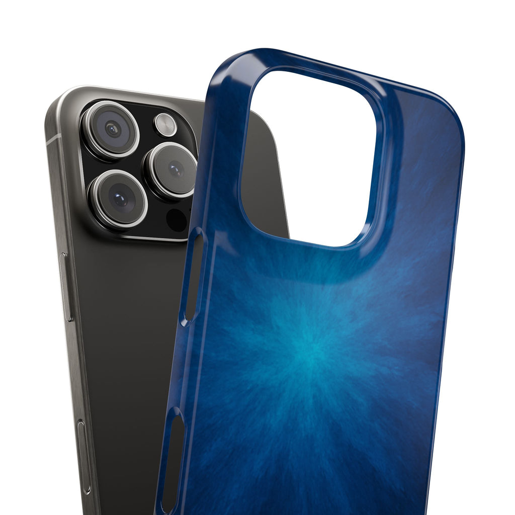 Blue Nebula Slim Phone Case — Abstract Starburst Galaxy Design