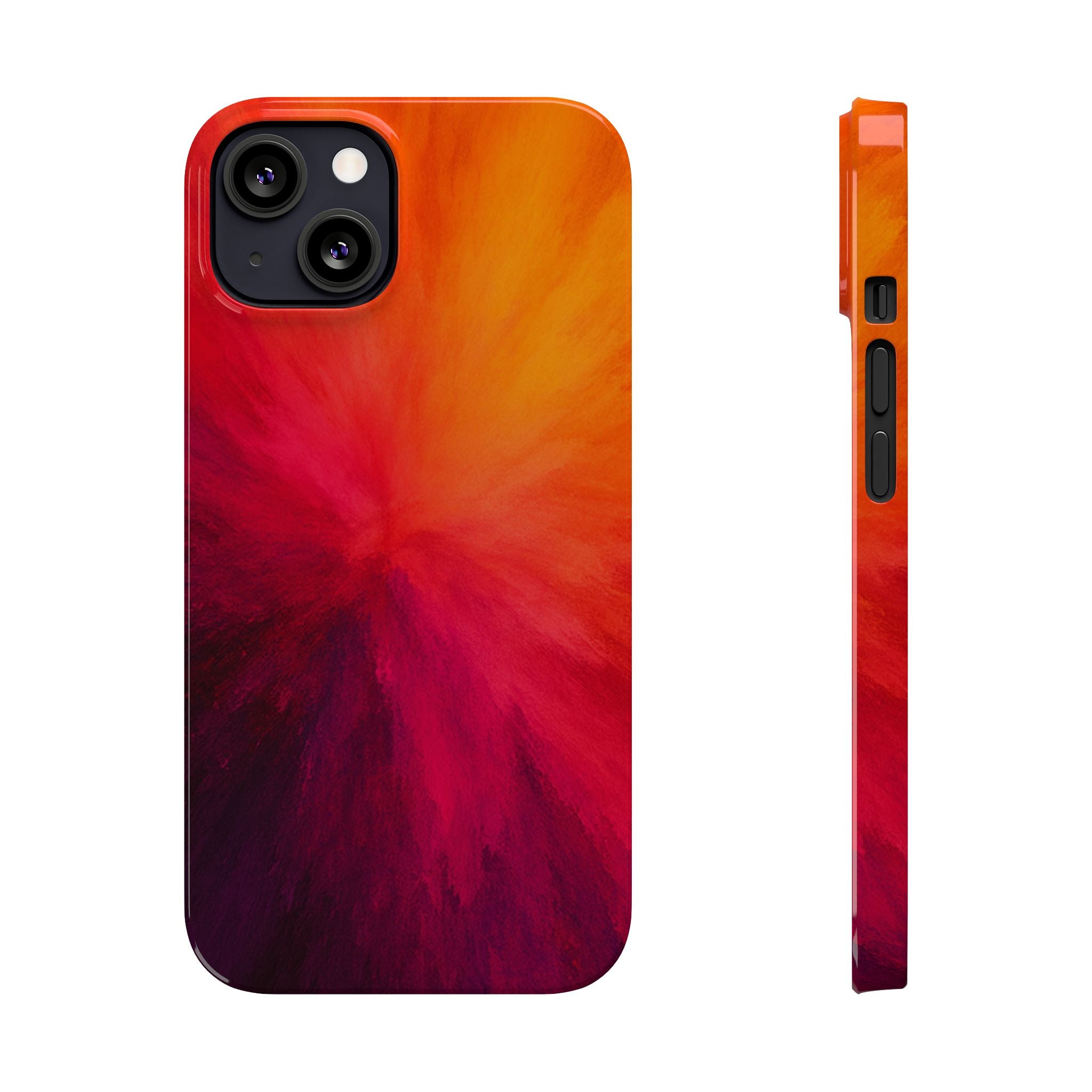 Slim Phone Case — Vibrant Sunset Abstract Red Orange Swirl