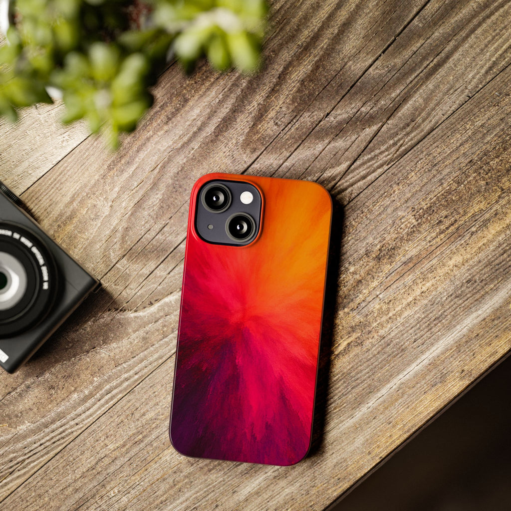 Slim Phone Case — Vibrant Sunset Abstract Red Orange Swirl