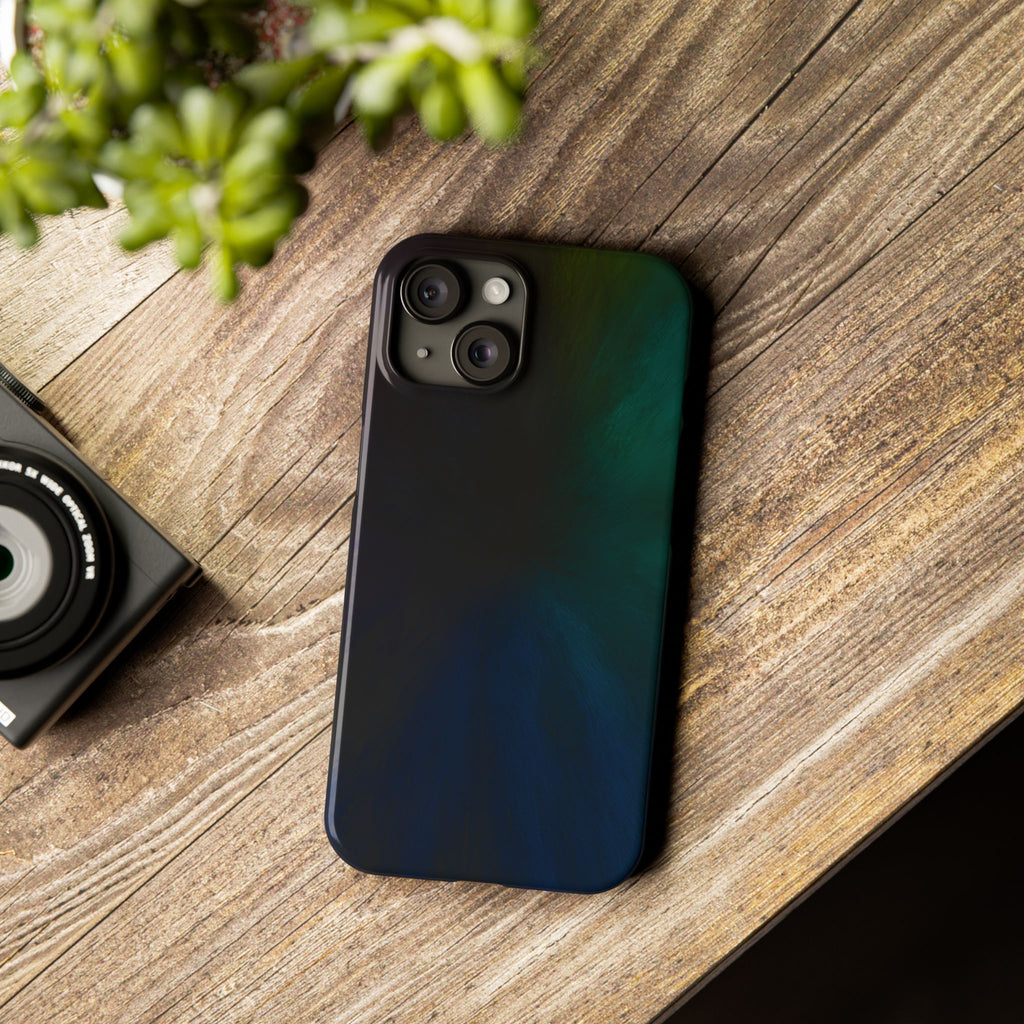 Slim Phone Case — Deep Emerald & Navy Abstract Swirl