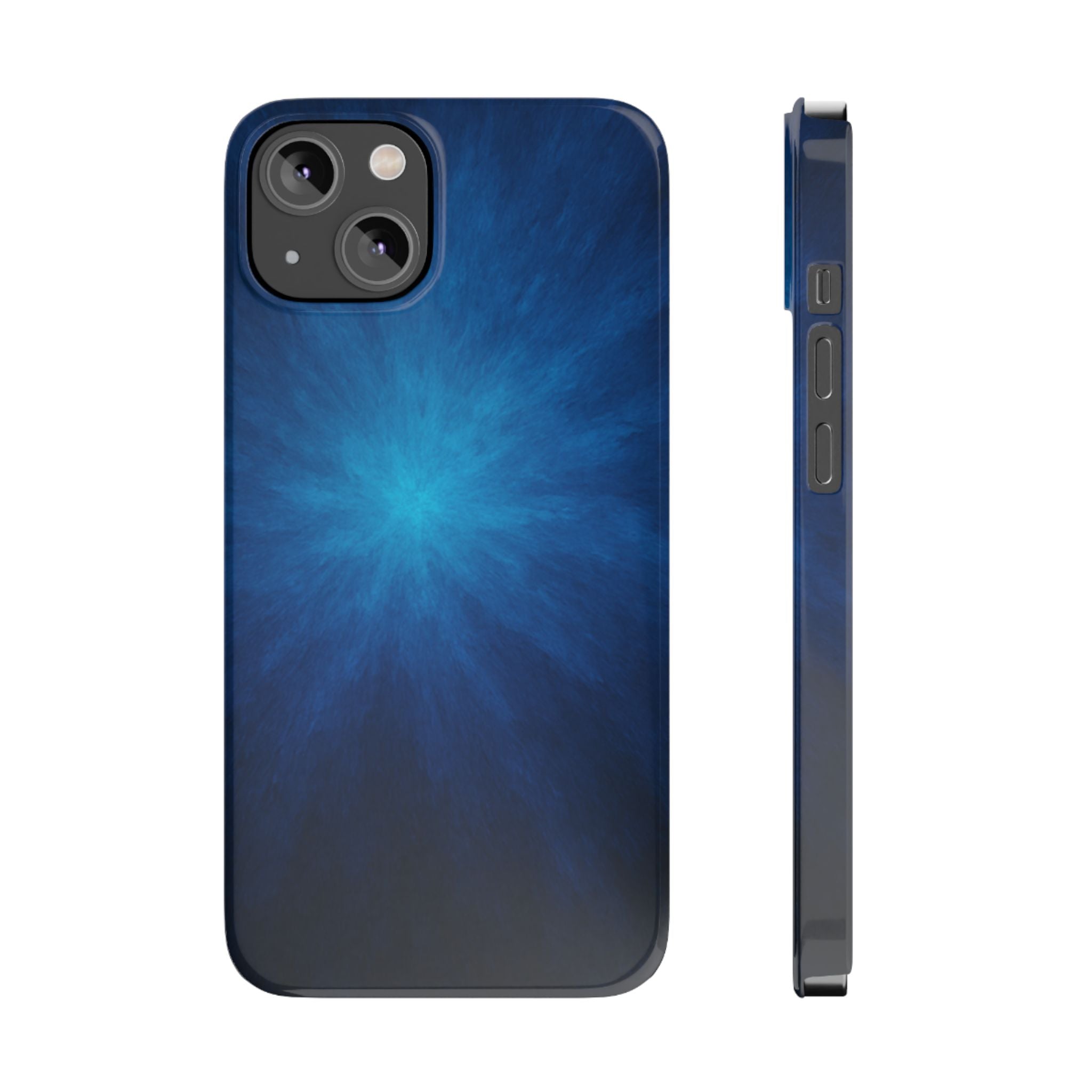 Blue Nebula Slim Phone Case — Abstract Starburst Galaxy Design