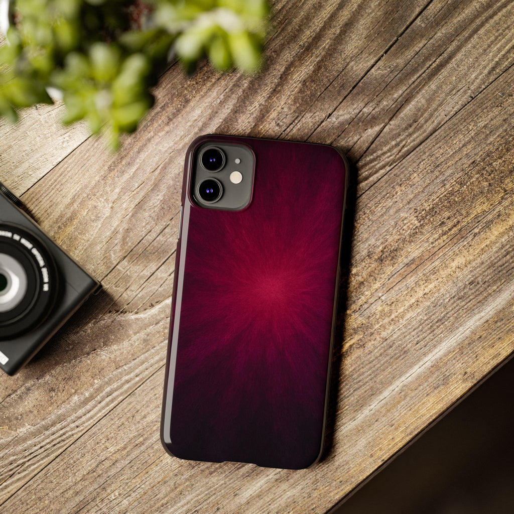 Burgundy Nebula Slim Phone Case — Deep Red Galaxy Design