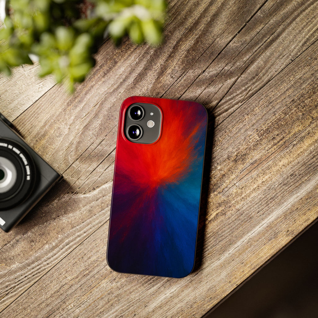 Slim Phone Case — Vivid Red & Blue Nebula Abstract Phone Cover