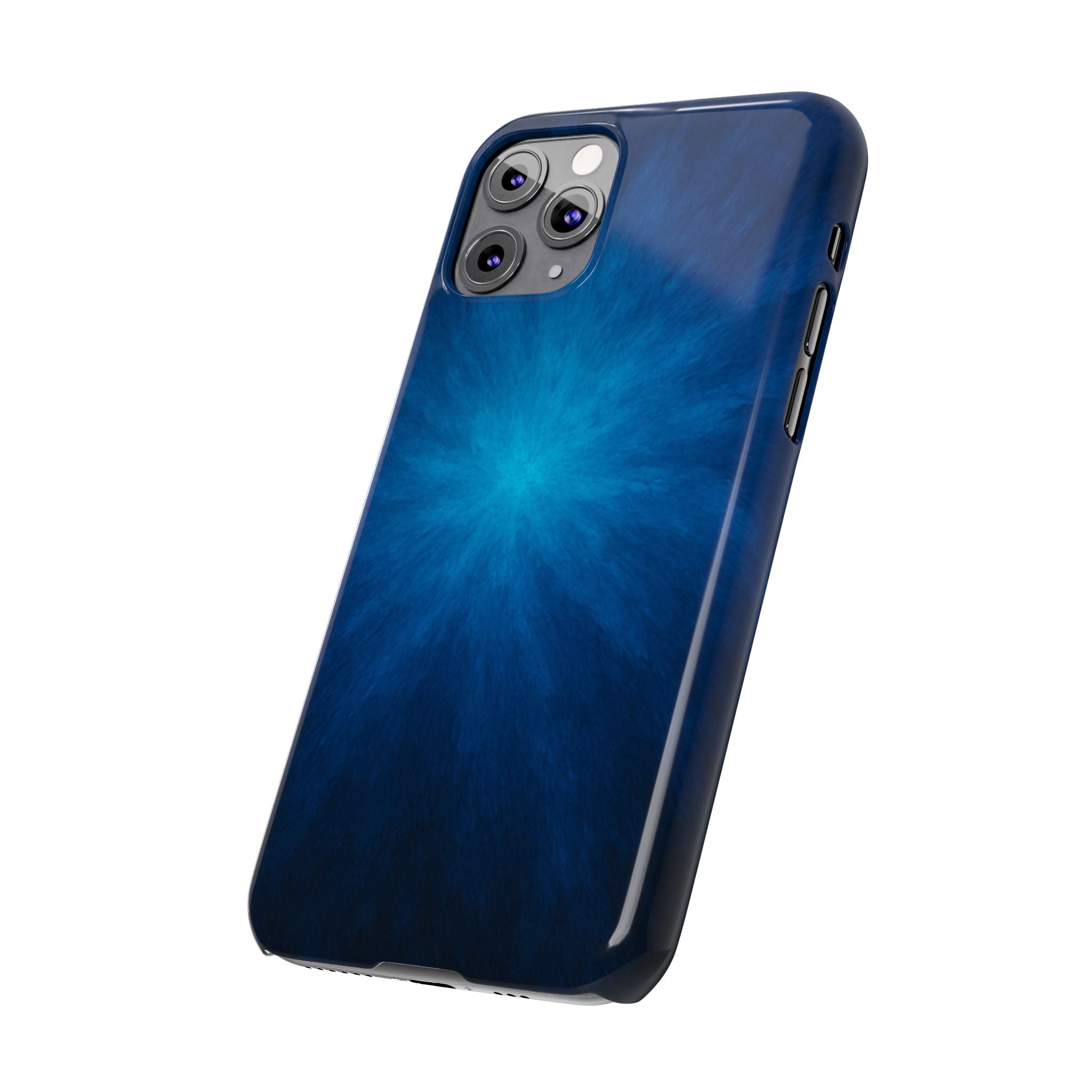 Blue Nebula Slim Phone Case — Abstract Starburst Galaxy Design
