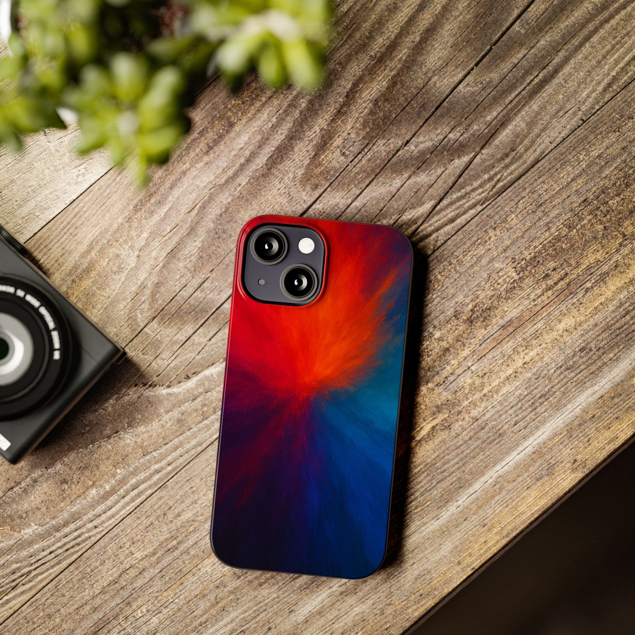 Slim Phone Case — Vivid Red & Blue Nebula Abstract Phone Cover