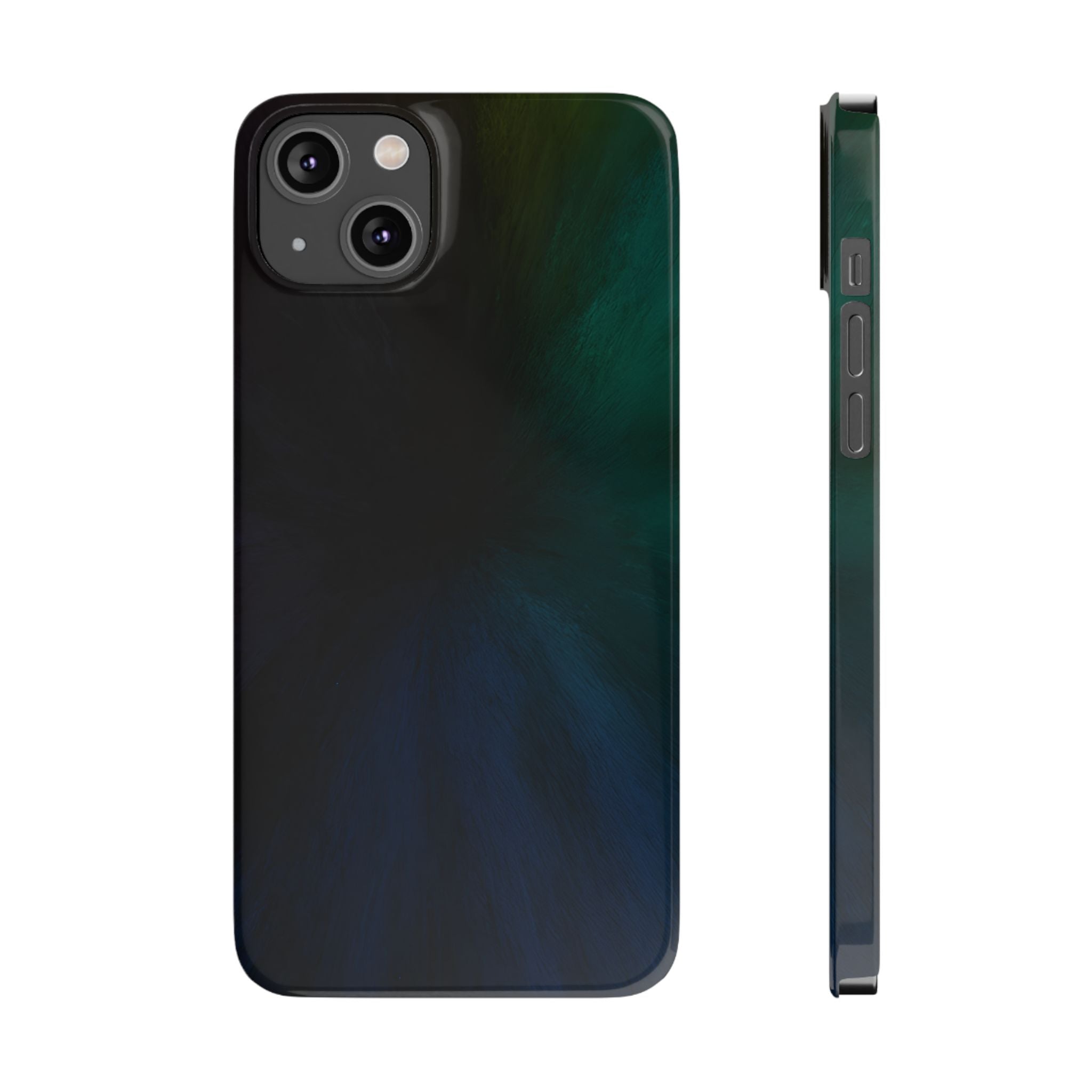 Slim Phone Case — Deep Emerald & Navy Abstract Swirl