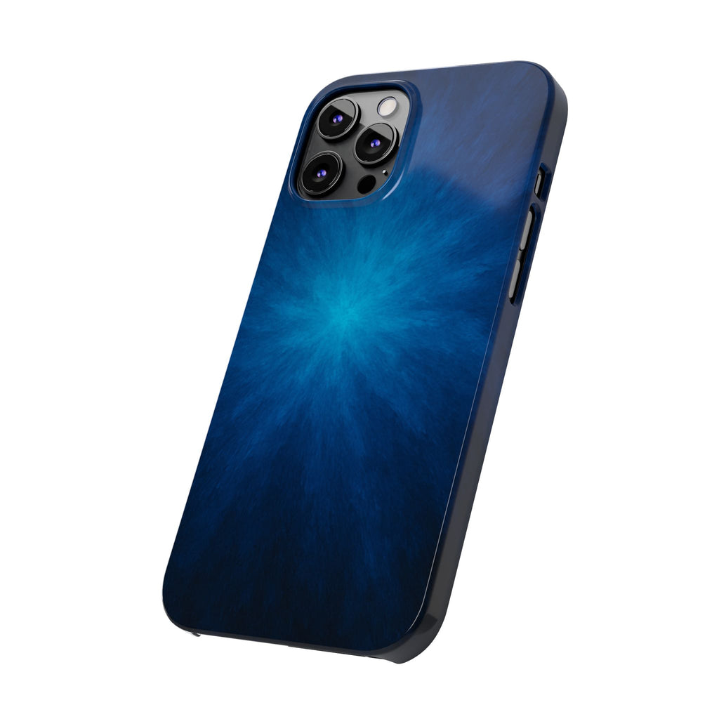 Blue Nebula Slim Phone Case — Abstract Starburst Galaxy Design