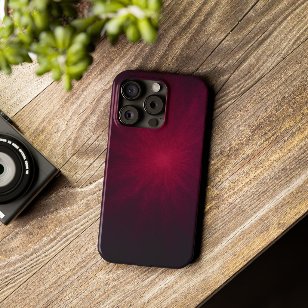 Burgundy Nebula Slim Phone Case — Deep Red Galaxy Design