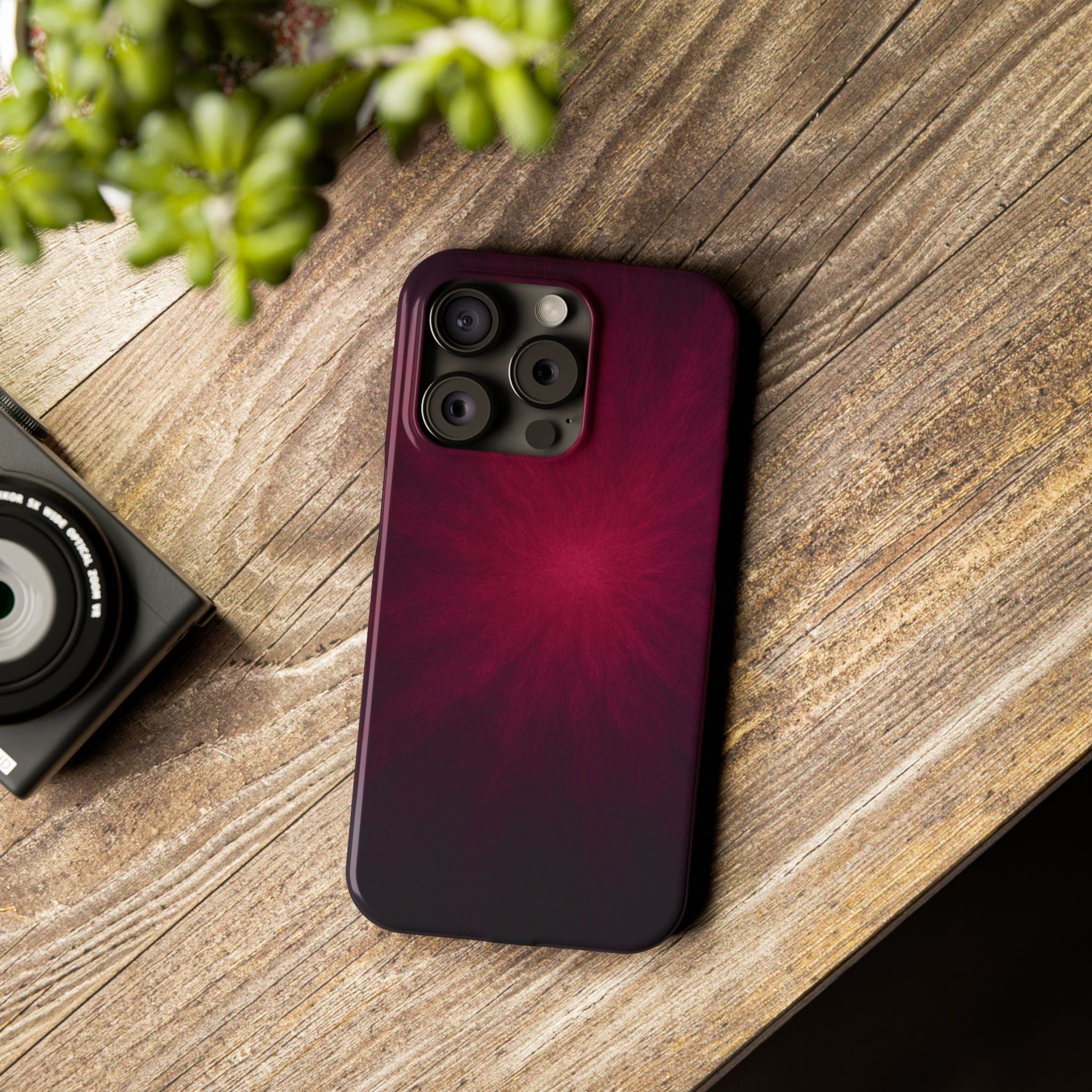 Burgundy Nebula Slim Phone Case — Deep Red Galaxy Design