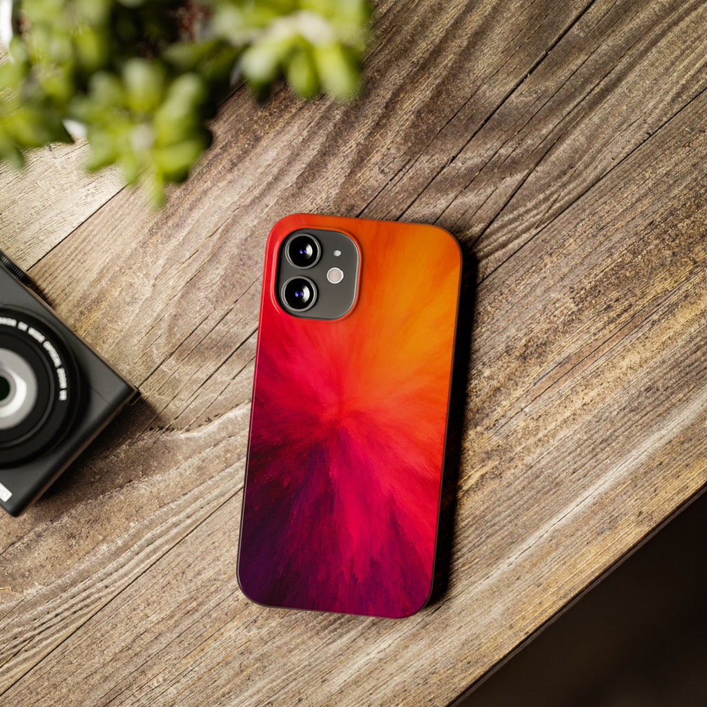 Slim Phone Case — Vibrant Sunset Abstract Red Orange Swirl