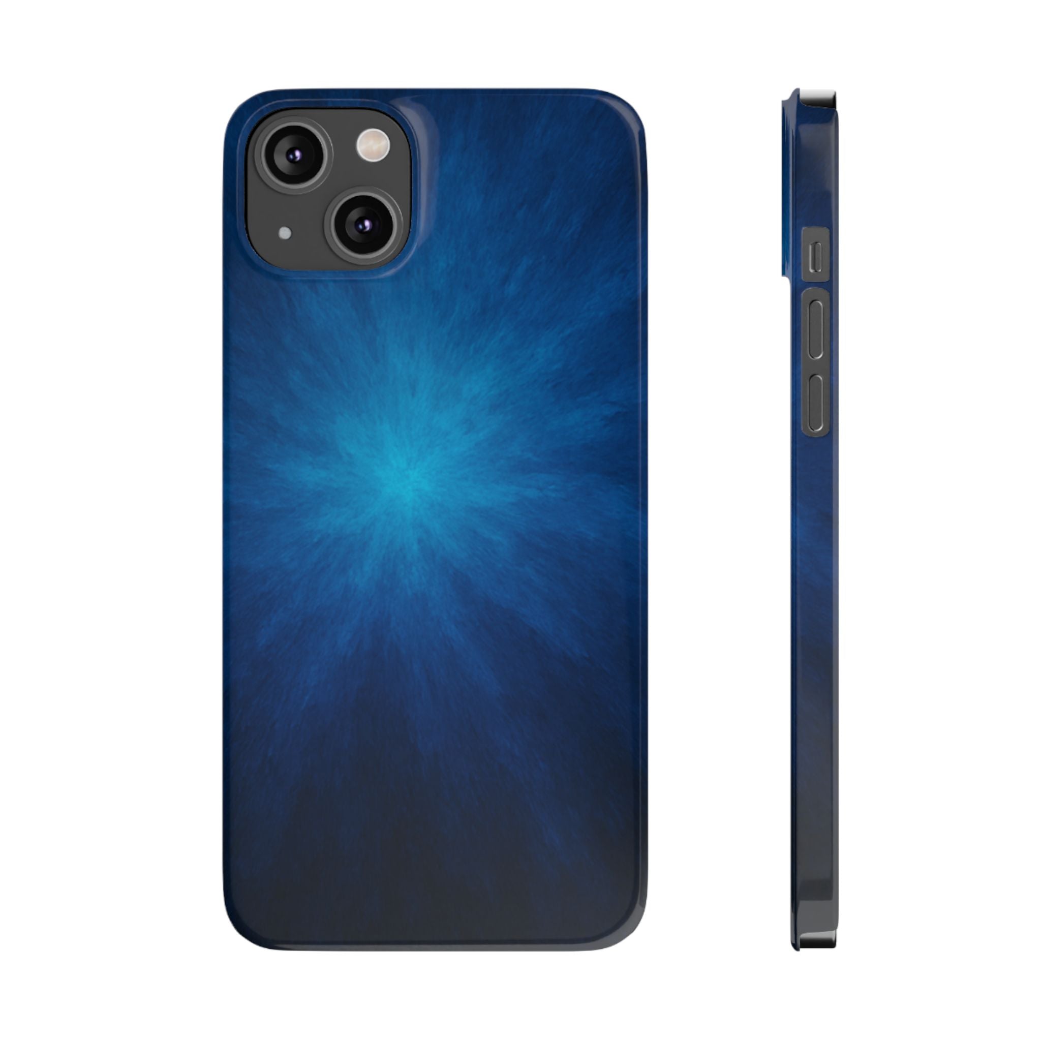 Blue Nebula Slim Phone Case — Abstract Starburst Galaxy Design