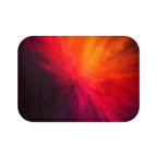 Fiery Nebula Bath Mat — Vibrant Red Orange Abstract Bathroom Rug