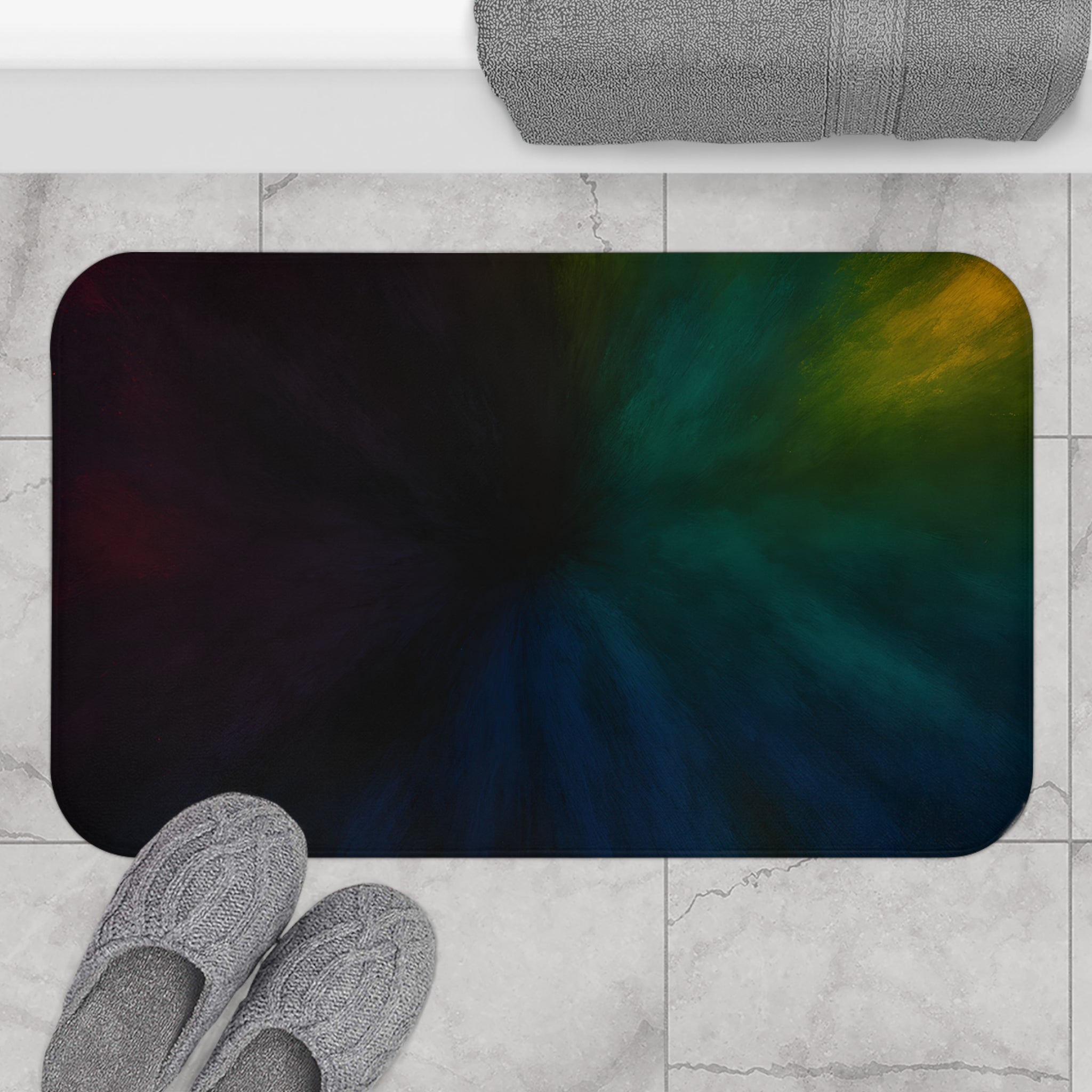 Nebula Gradient Bath Mat — Moody Galaxy Bathroom Rug