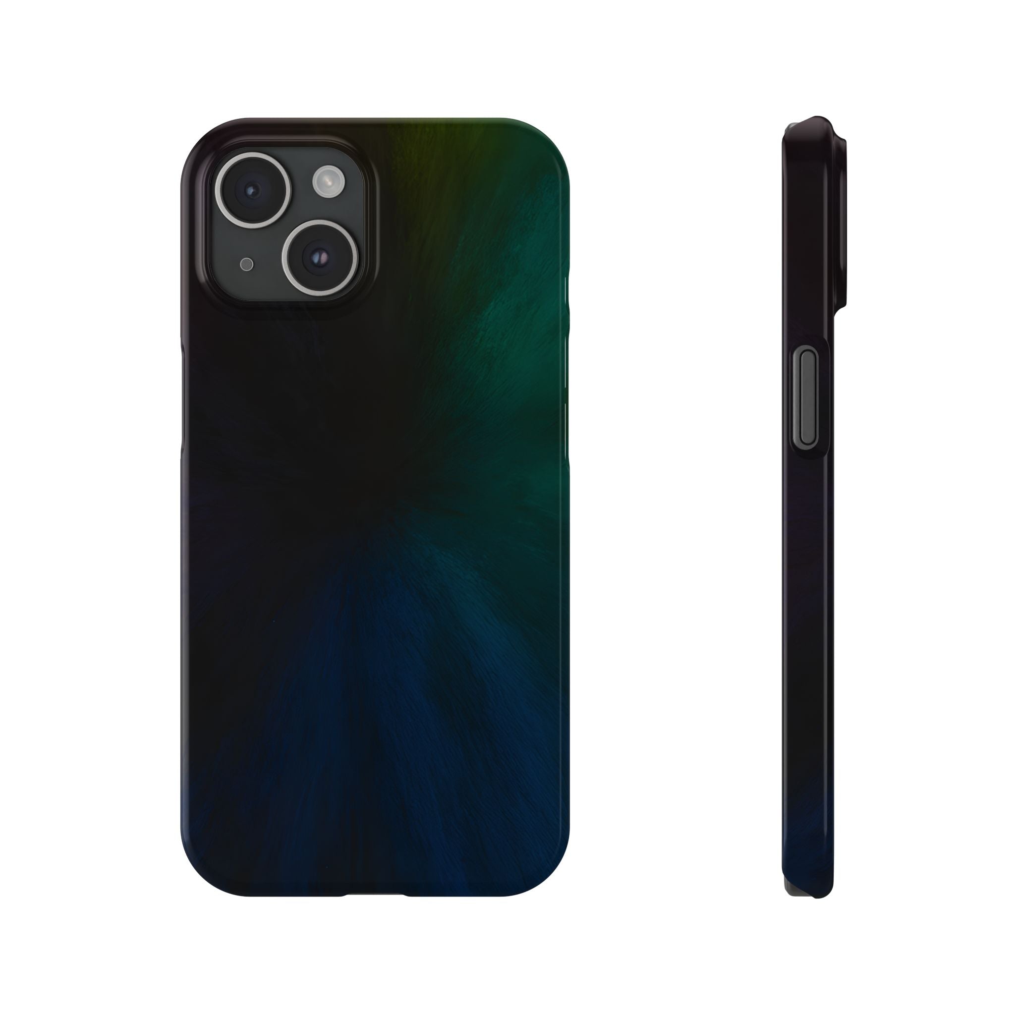 Slim Phone Case — Deep Emerald & Navy Abstract Swirl