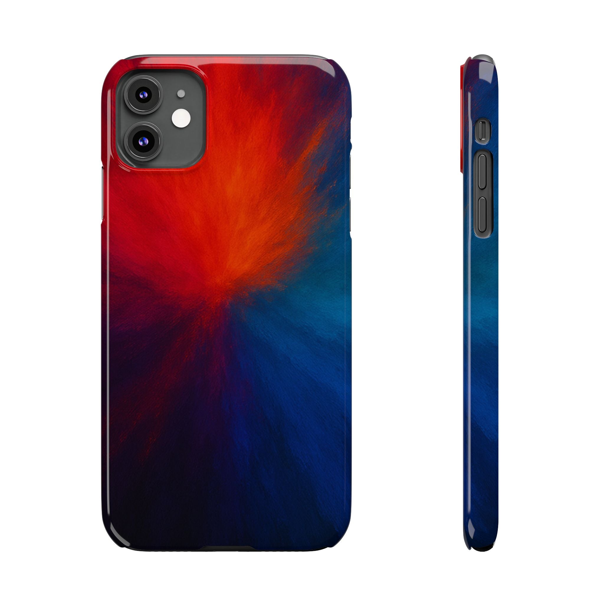 Slim Phone Case — Vivid Red & Blue Nebula Abstract Phone Cover