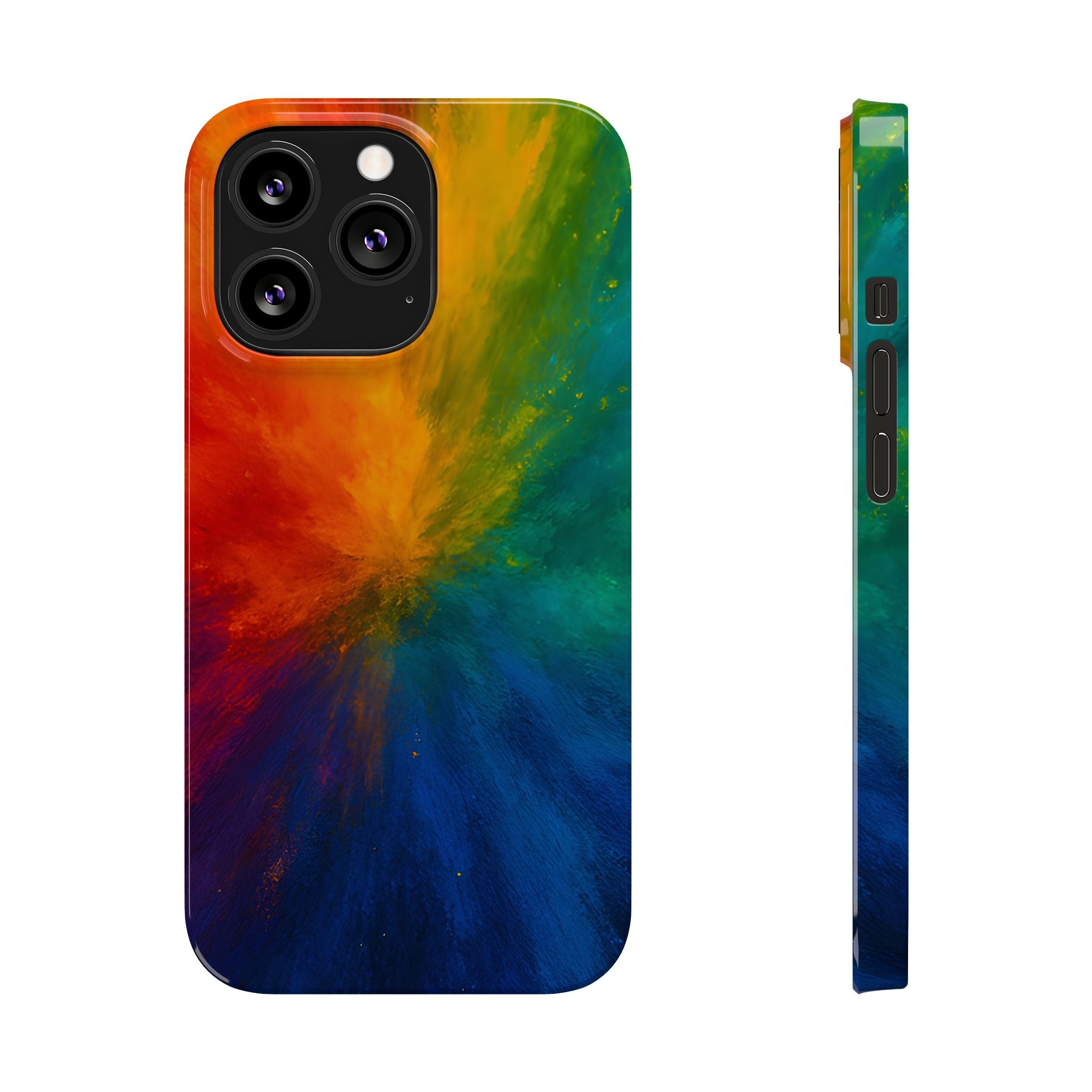 Slim Phone Case — Vibrant Rainbow Explosion Abstract Art