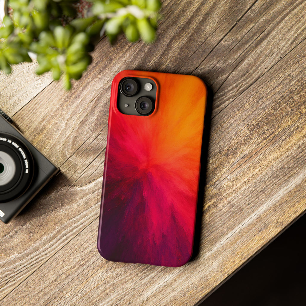 Slim Phone Case — Vibrant Sunset Abstract Red Orange Swirl