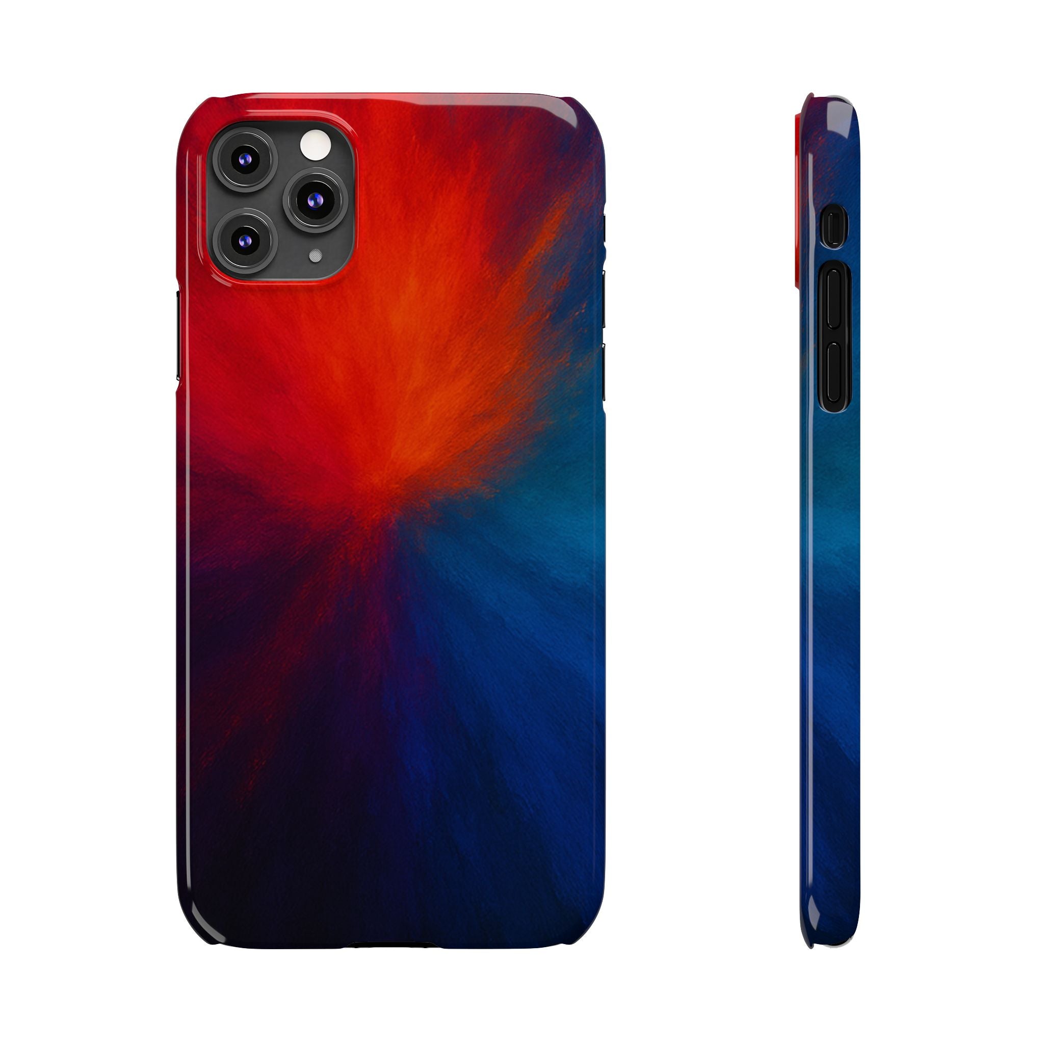 Slim Phone Case — Vivid Red & Blue Nebula Abstract Phone Cover