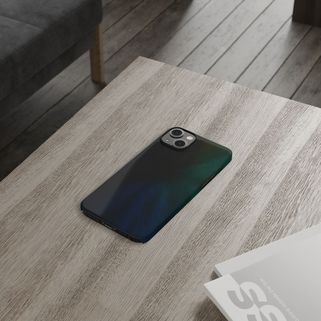 Slim Phone Case — Deep Emerald & Navy Abstract Swirl