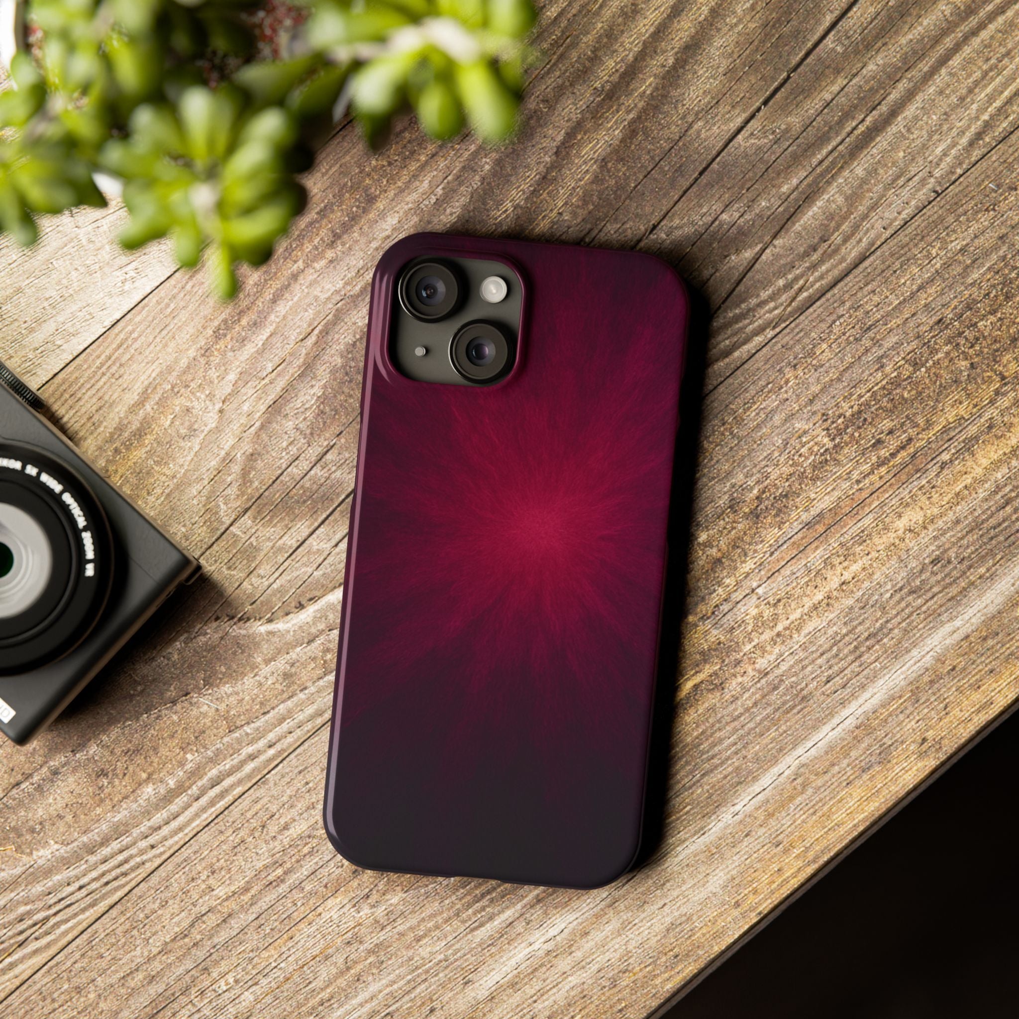 Burgundy Nebula Slim Phone Case — Deep Red Galaxy Design