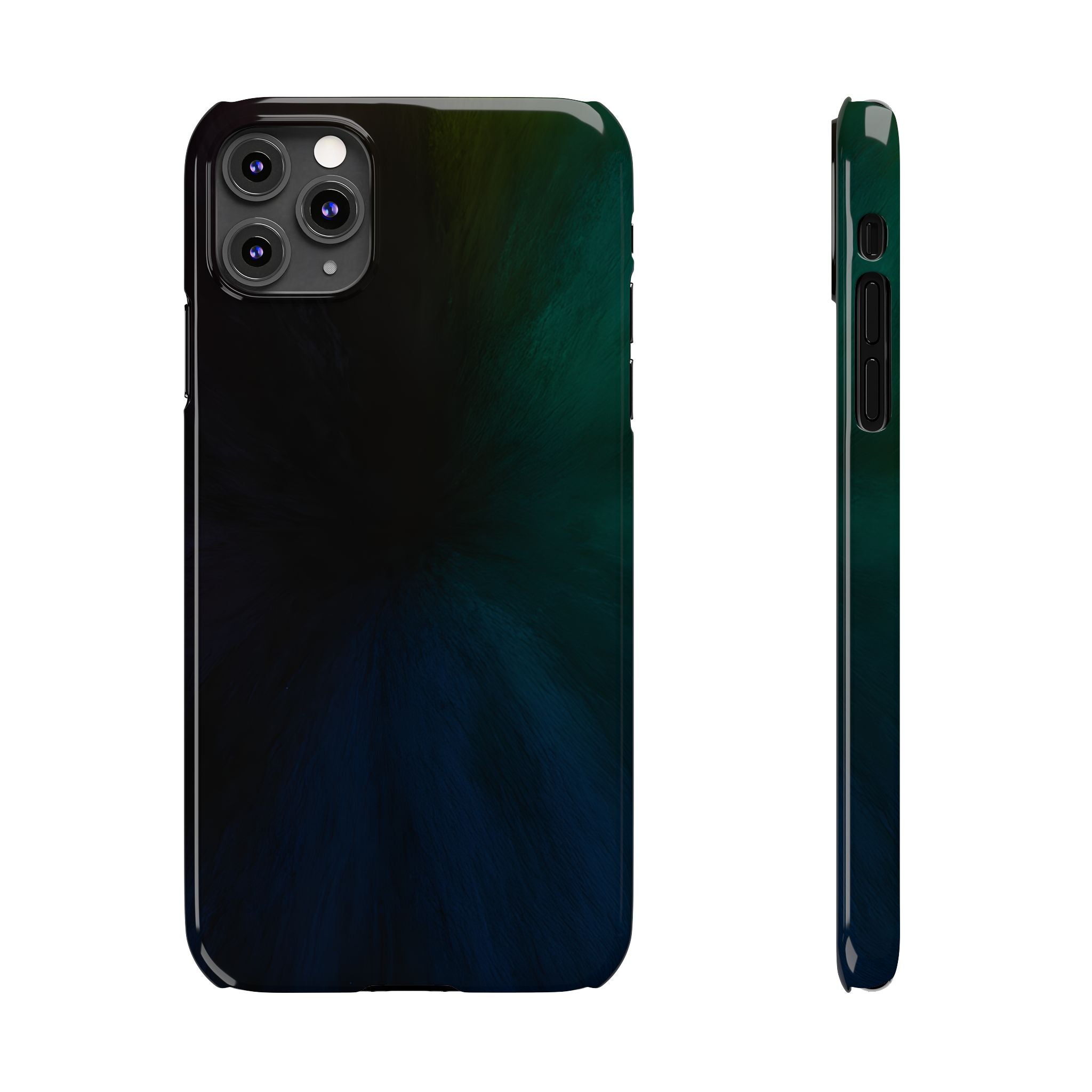 Slim Phone Case — Deep Emerald & Navy Abstract Swirl