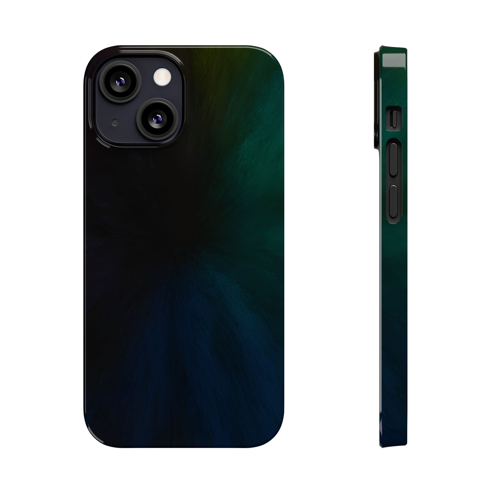 Slim Phone Case — Deep Emerald & Navy Abstract Swirl