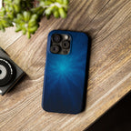 Blue Nebula Slim Phone Case — Abstract Starburst Galaxy Design