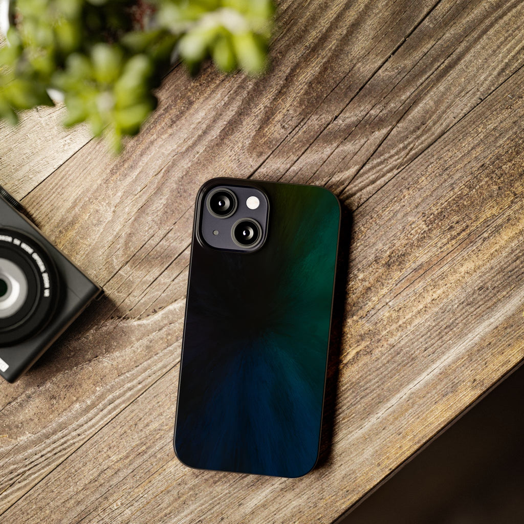Slim Phone Case — Deep Emerald & Navy Abstract Swirl