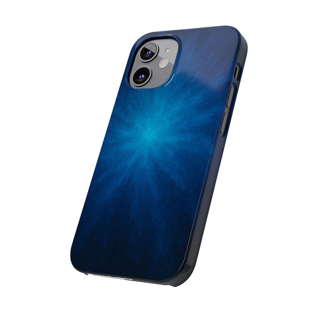 Blue Nebula Slim Phone Case — Abstract Starburst Galaxy Design