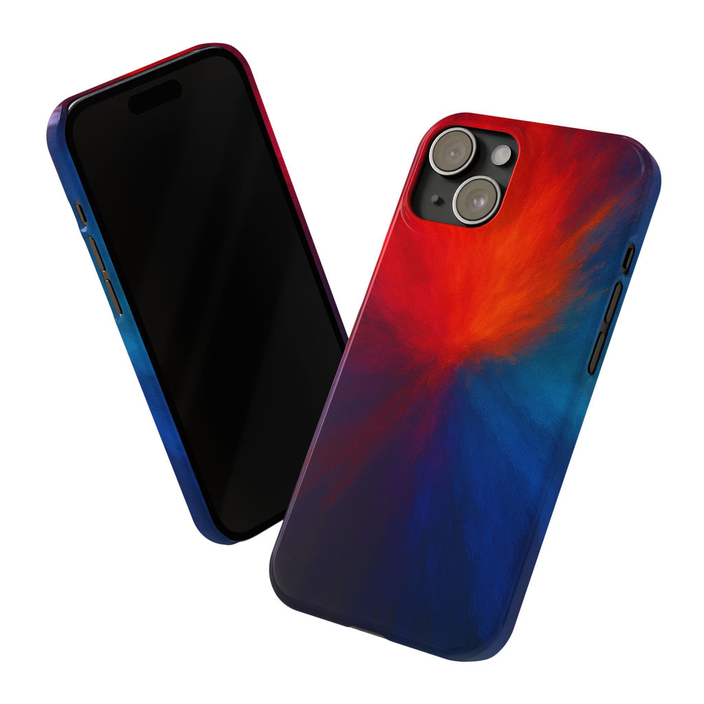 Slim Phone Case — Vivid Red & Blue Nebula Abstract Phone Cover