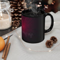 Black Ceramic Mug — Deep Maroon Starburst Design (11oz & 15oz)