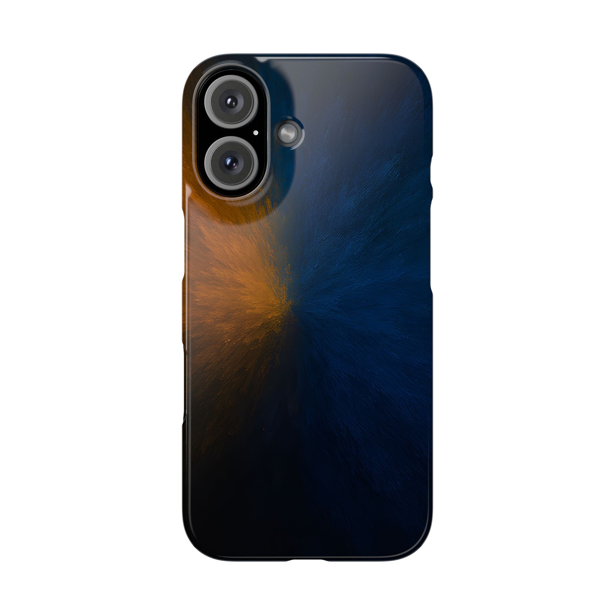 Slim Phone Case — Dark Blue & Amber Abstract Burst Protective Cover