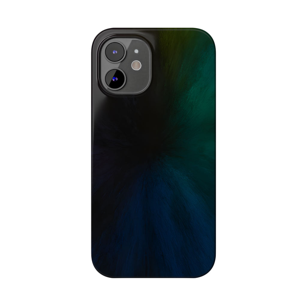 Slim Phone Case — Deep Emerald & Navy Abstract Swirl