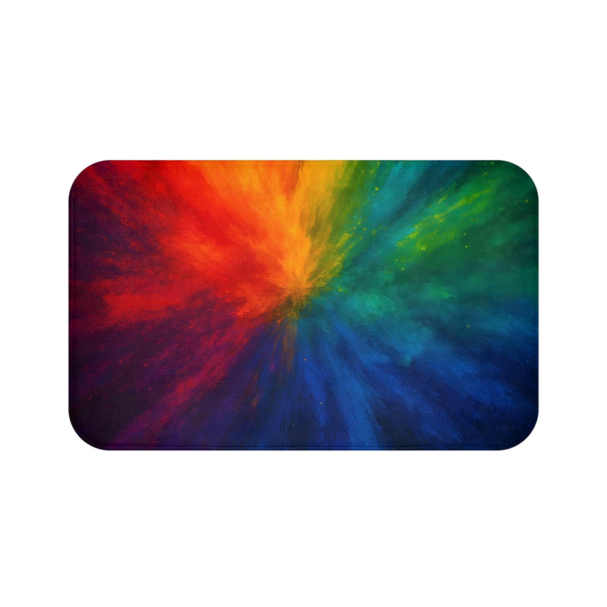 Rainbow Burst Bath Mat — Colorful Abstract Bathroom Rug