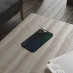 Slim Phone Case — Deep Emerald & Navy Abstract Swirl