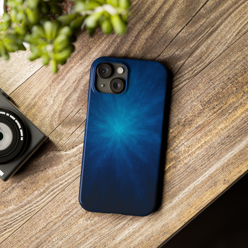 Blue Nebula Slim Phone Case — Abstract Starburst Galaxy Design