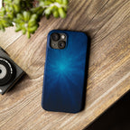 Blue Nebula Slim Phone Case — Abstract Starburst Galaxy Design