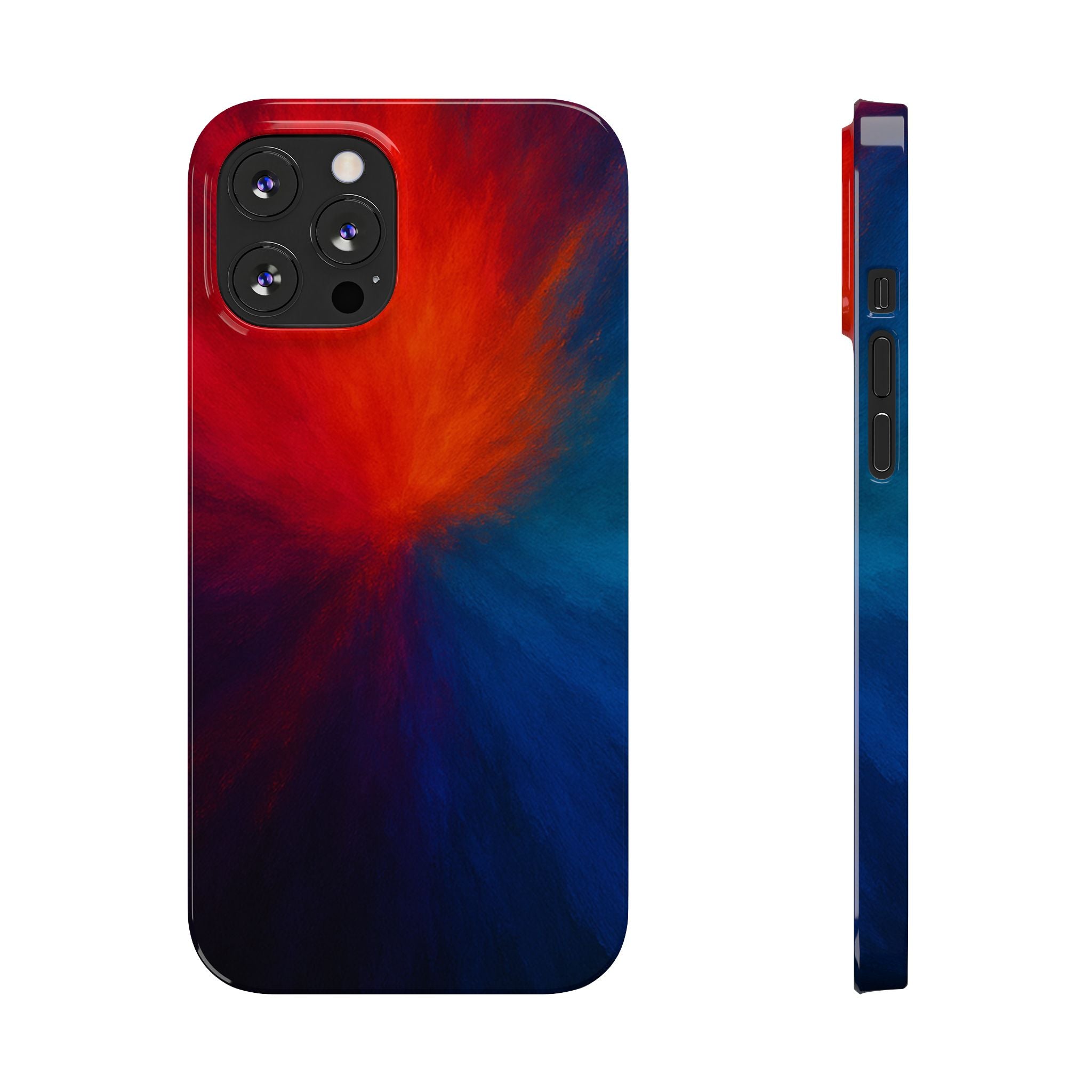 Slim Phone Case — Vivid Red & Blue Nebula Abstract Phone Cover