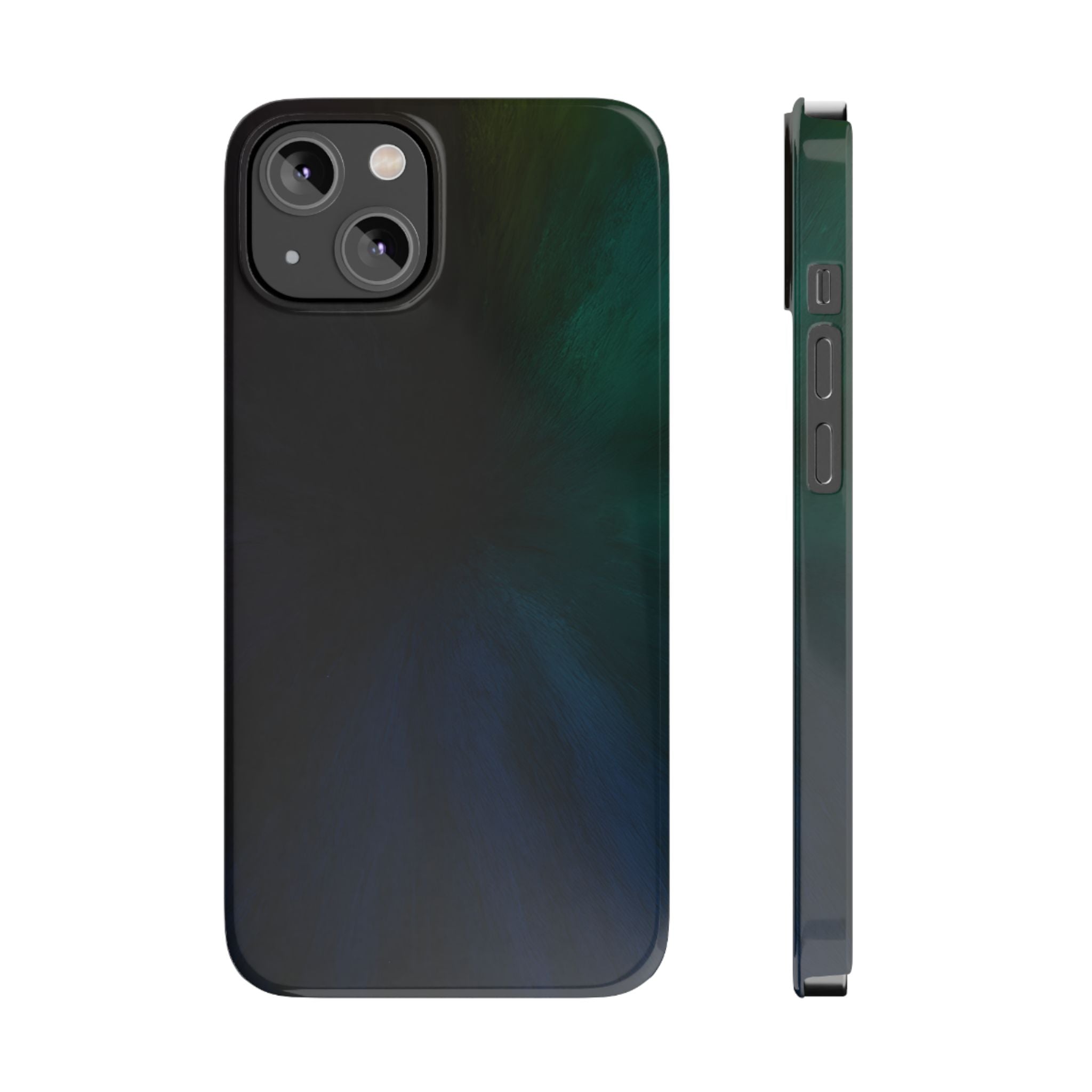 Slim Phone Case — Deep Emerald & Navy Abstract Swirl