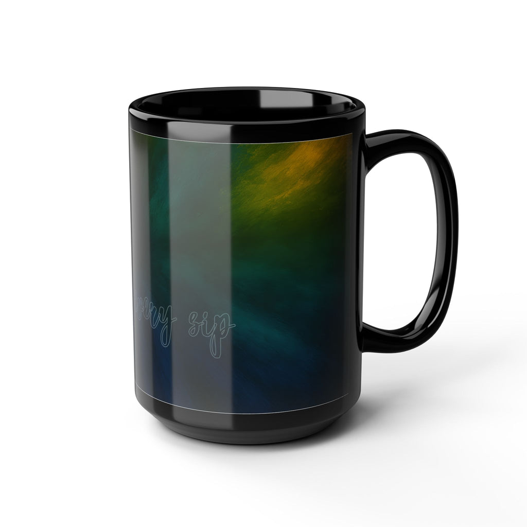 Aurora Night Black Mug — 'Light in Every Storm' Inspirational Coffee Cup (11oz, 15oz)