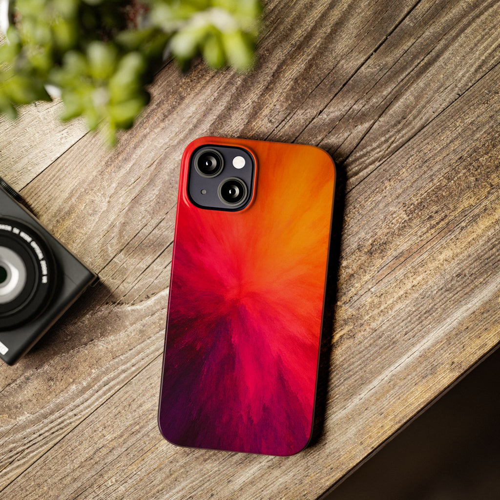 Slim Phone Case — Vibrant Sunset Abstract Red Orange Swirl