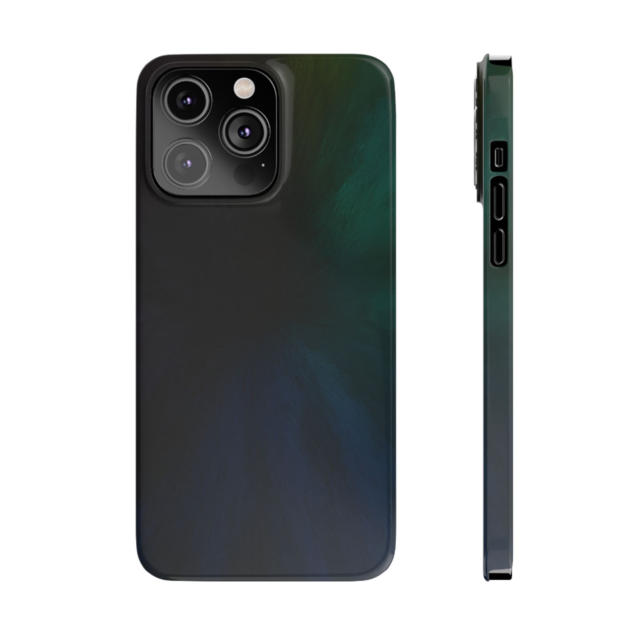 Slim Phone Case — Deep Emerald & Navy Abstract Swirl