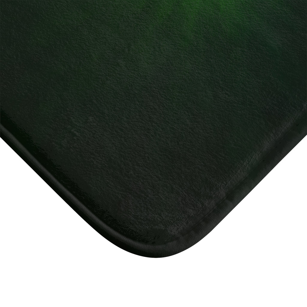 Emerald Glow Bath Mat — Soft Non-Slip Bathroom Rug with Subtle Green Radiant Center