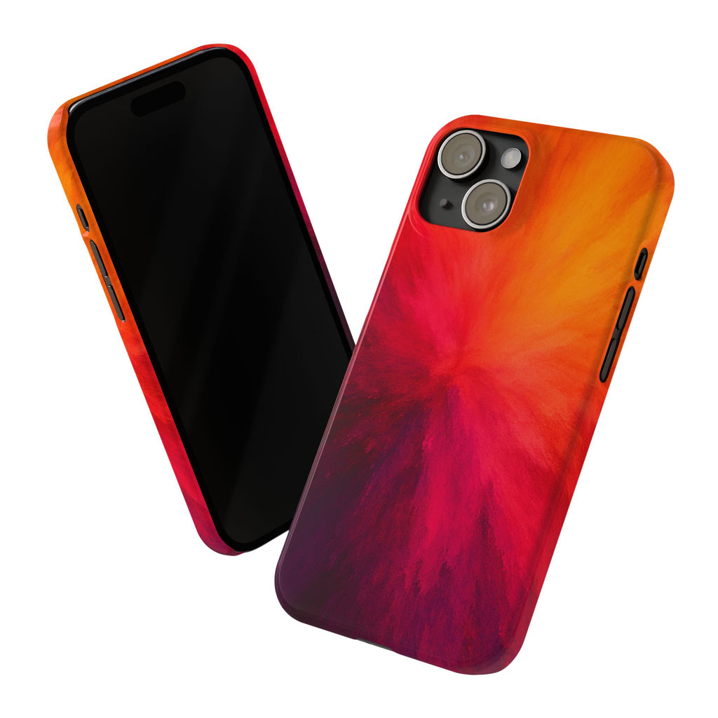 Slim Phone Case — Vibrant Sunset Abstract Red Orange Swirl
