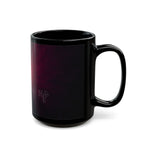 Black Ceramic Mug — Deep Maroon Starburst Design (11oz & 15oz)