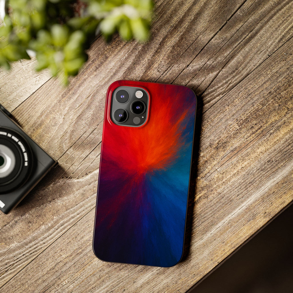 Slim Phone Case — Vivid Red & Blue Nebula Abstract Phone Cover