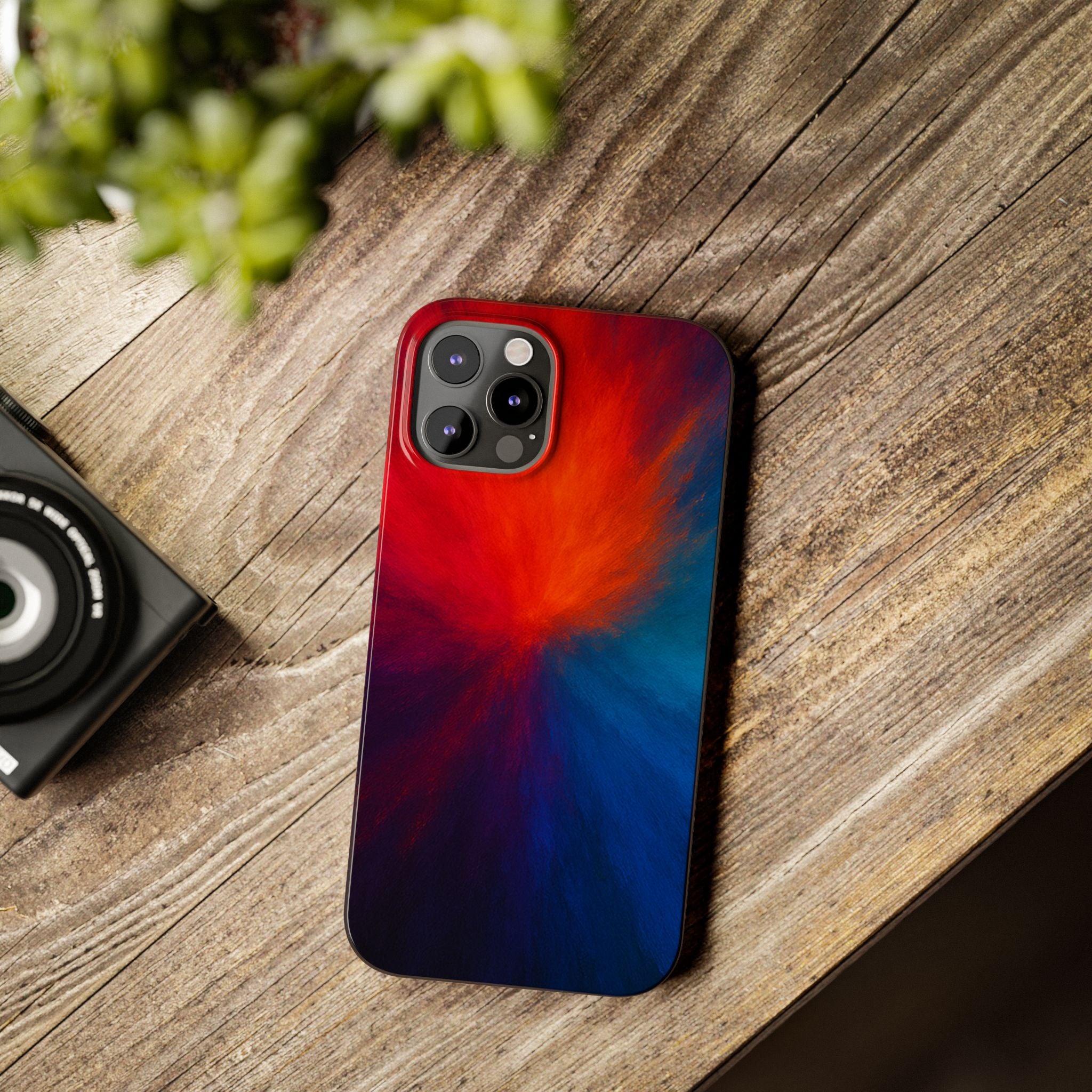 Slim Phone Case — Vivid Red & Blue Nebula Abstract Phone Cover